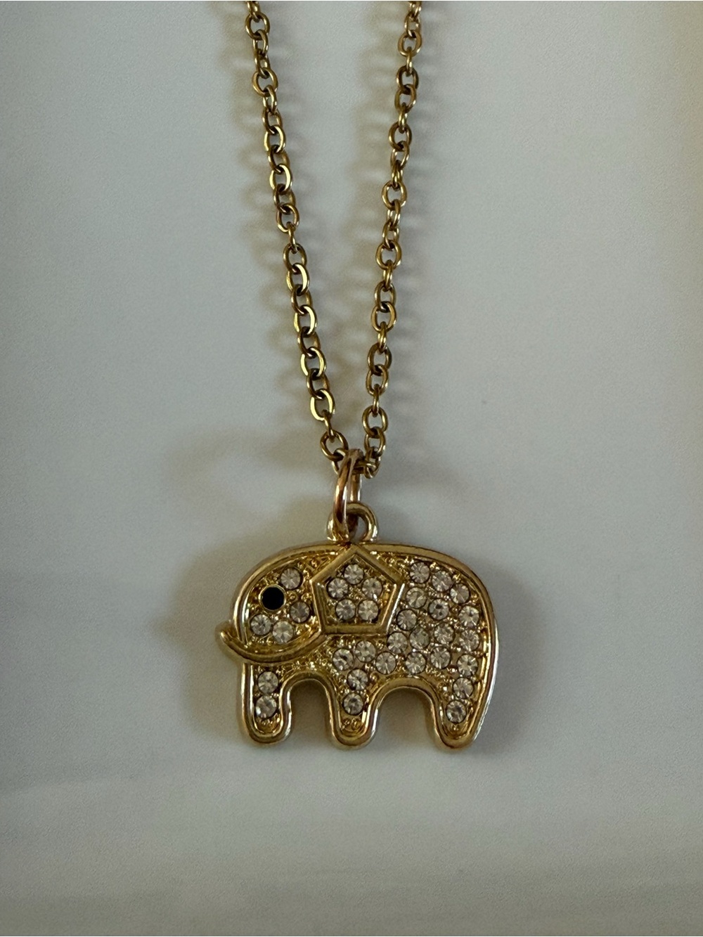 Gold Crystal Elephant Pendant Necklace - Women Jewelry